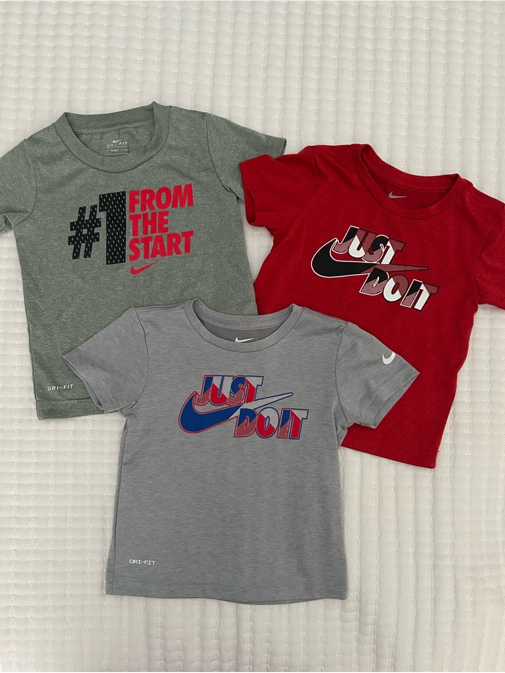 Nike Boy Dri-Fit Graphic Short Sleeve Tee Bundle - Red, Gray 3T